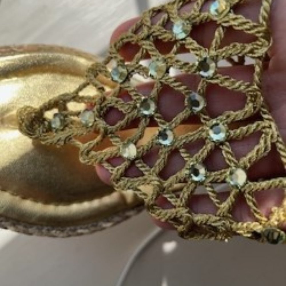 Costablanca gold rope sparkle espadrilles Size 6.5  Made in Spain